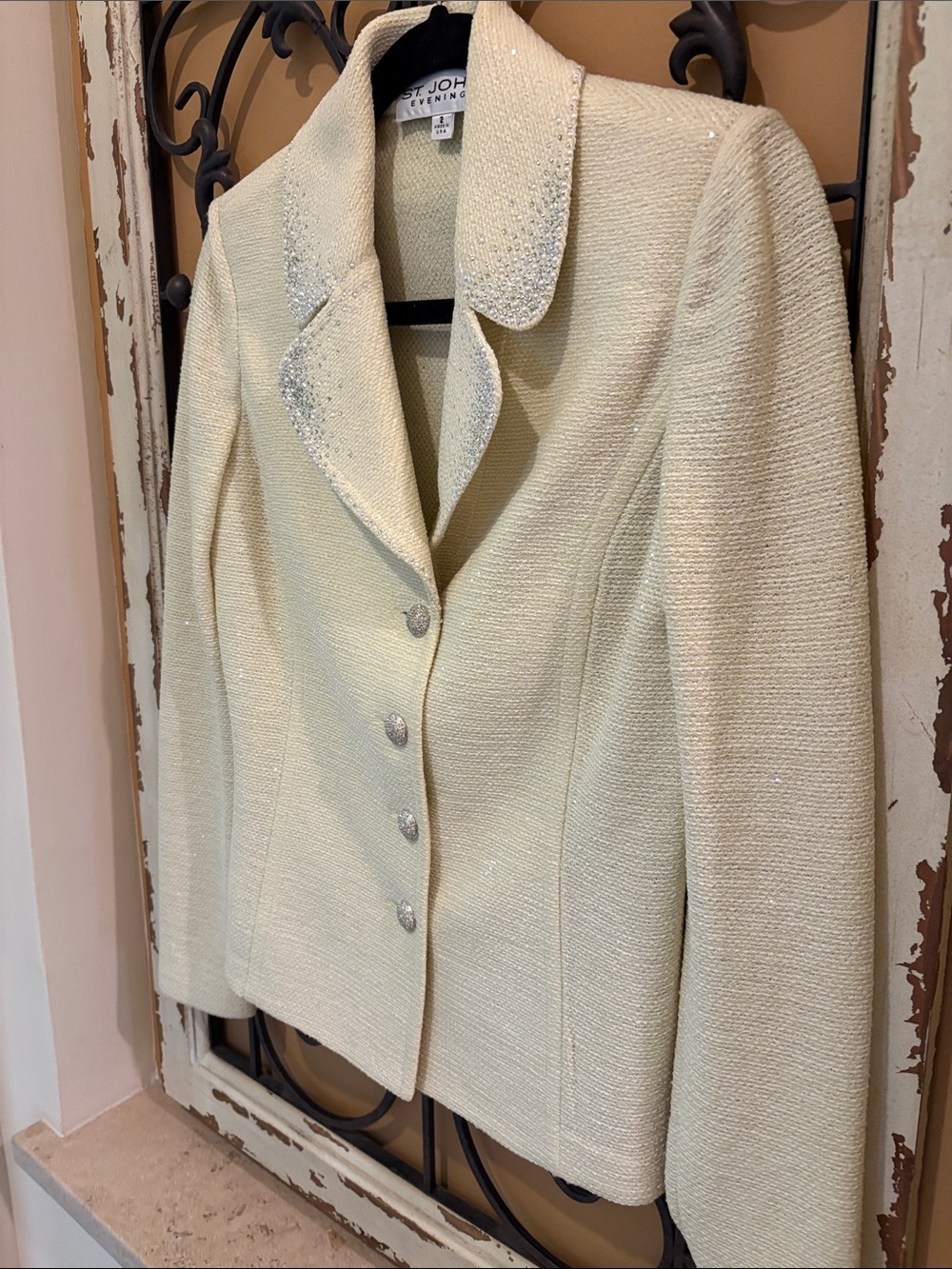 St. John Cream Sparkle Evening Jacket - Picture 8 of 15